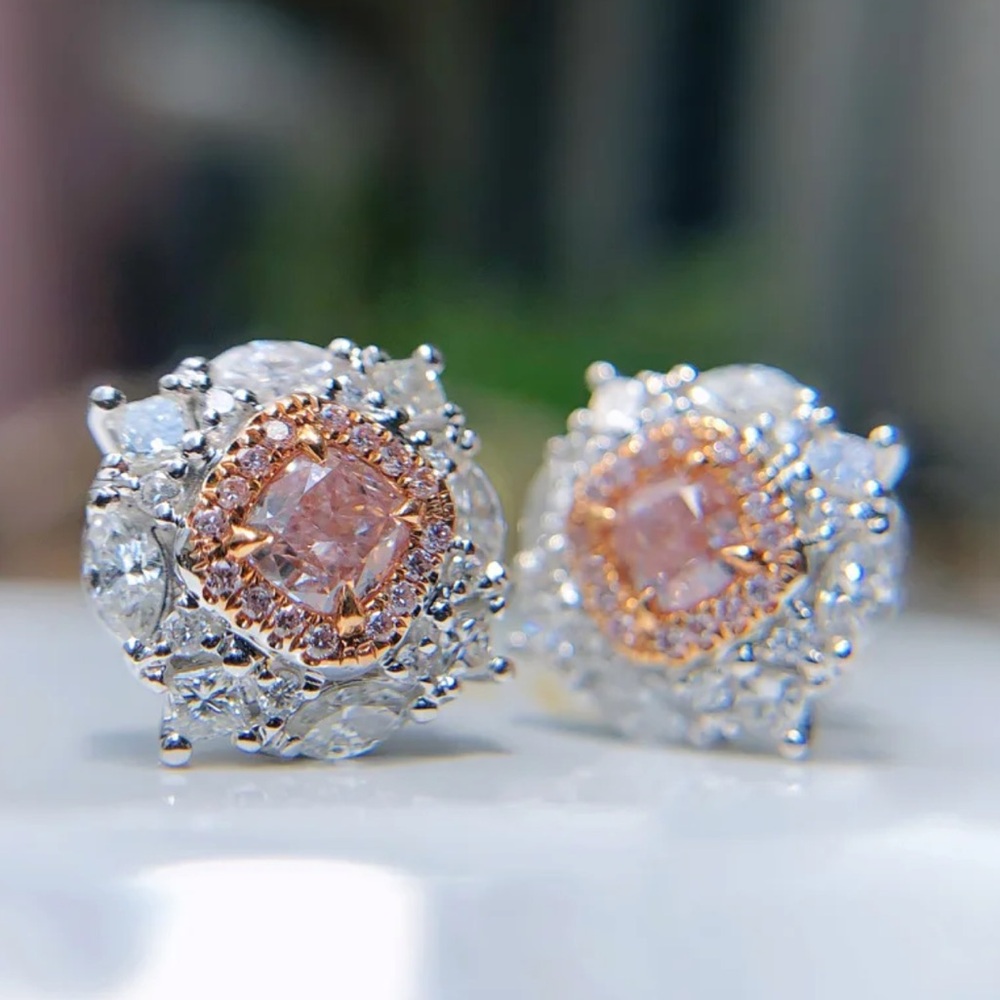 Dainty Pink Crystal Earrings - Picture 5 of 6